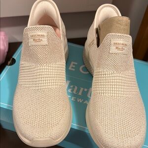 Skechers Beige Slip-On Sneakers